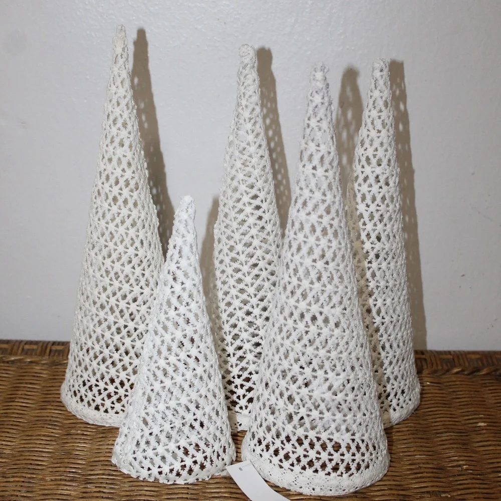 West Elm. Fabric Cones Trees Open Bottom. Set of 5